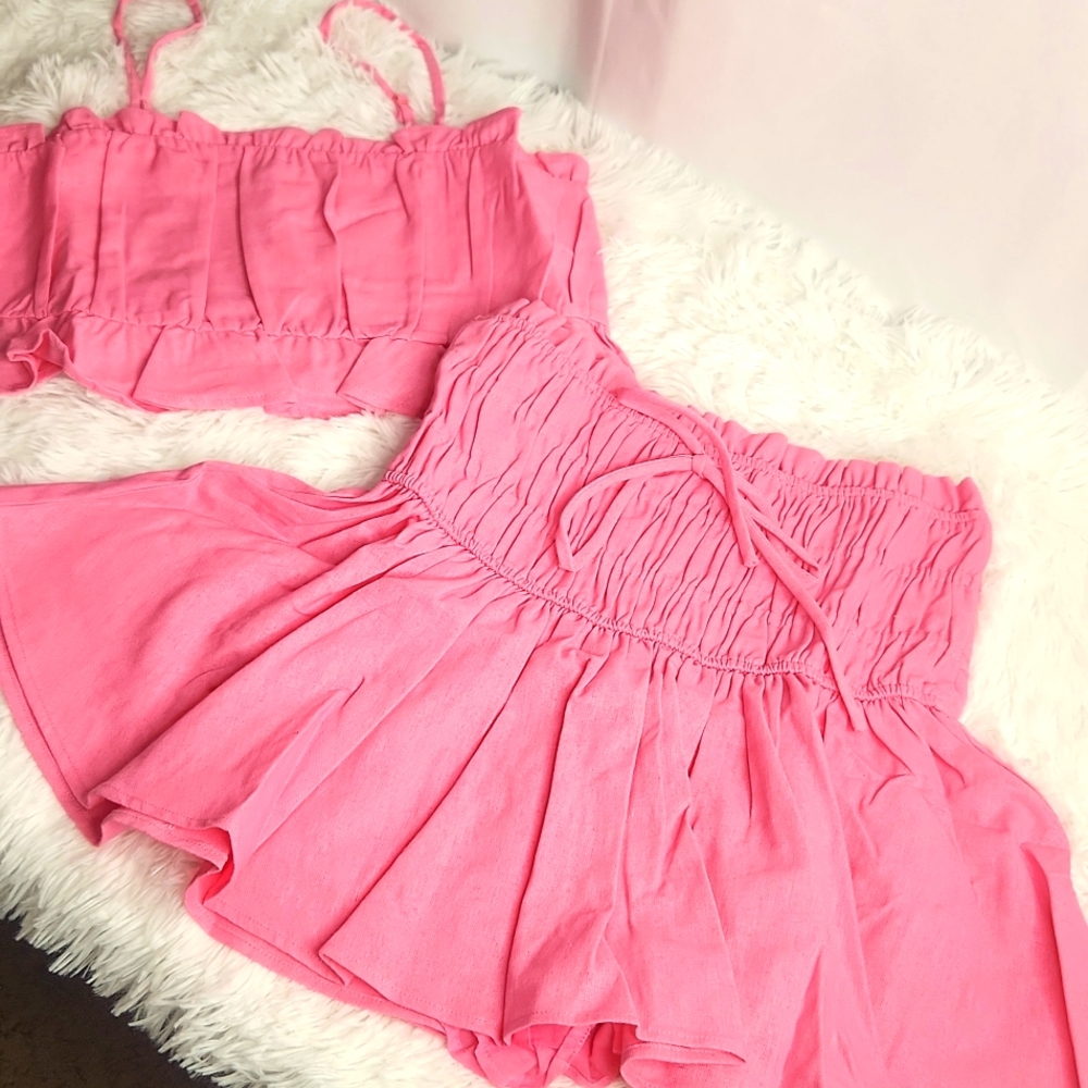 (TWO PIECE) HYFVE  Pink Paradise Top&Skort Set